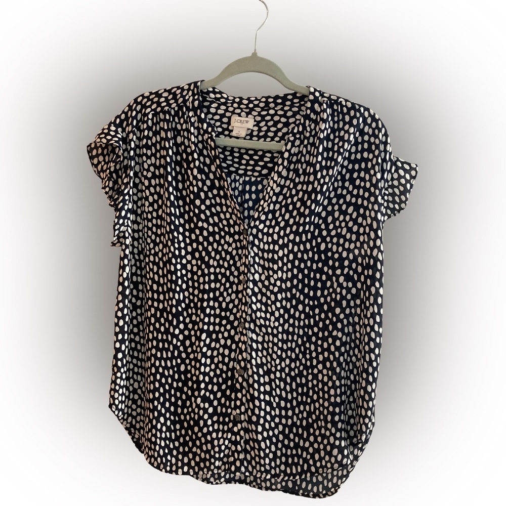 J. Crew Black and White Polka Dot Blouse